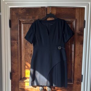 Karen Millen Tailored Mini Pleat Short Sleeve Mini Dress